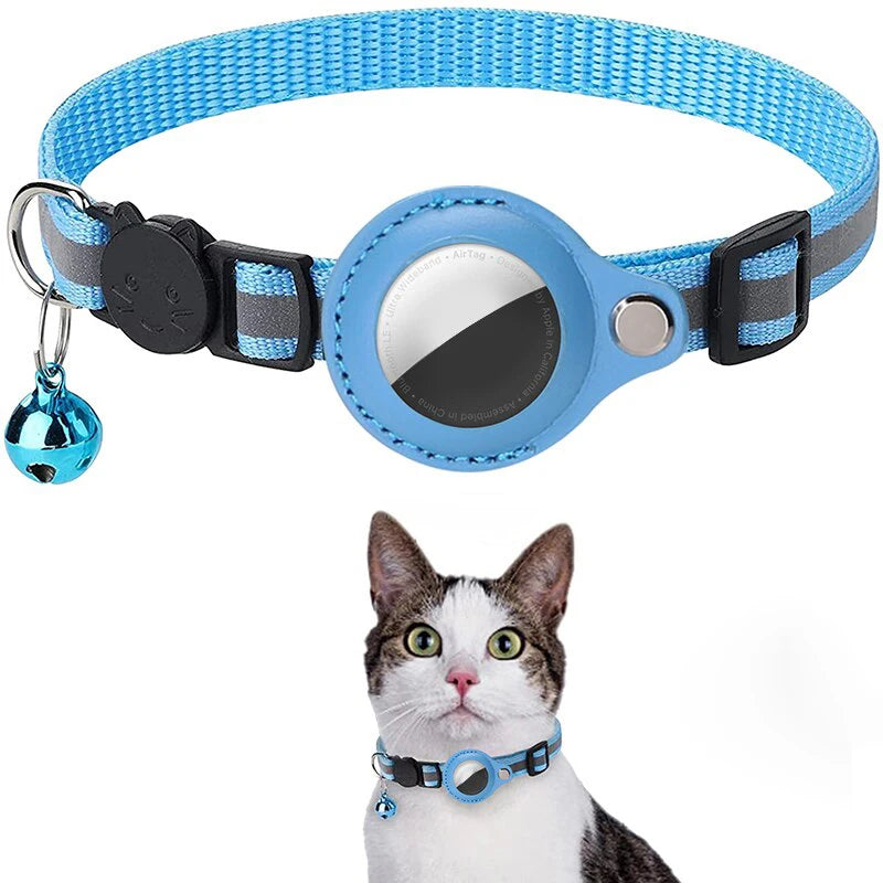 Reflective Cat Collar with AirTag Holder & Bell
