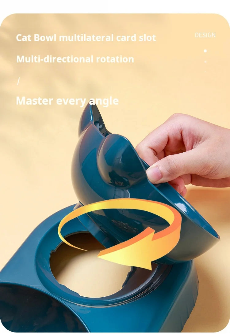 3-in-1 Tilted Cat Bowl Set with Gravity Water Feeder
