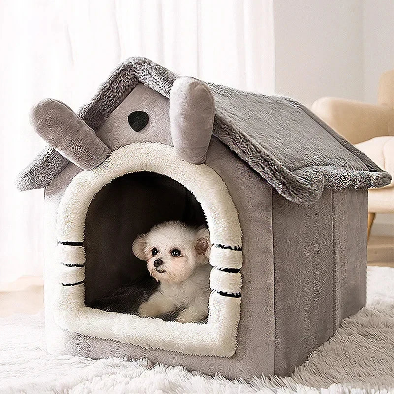 Foldable Winter Pet Kennel with Cushion