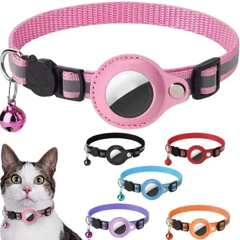 Reflective Cat Collar with AirTag Holder & Bell