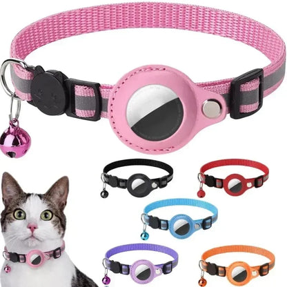 Reflective Cat Collar with AirTag Holder & Bell