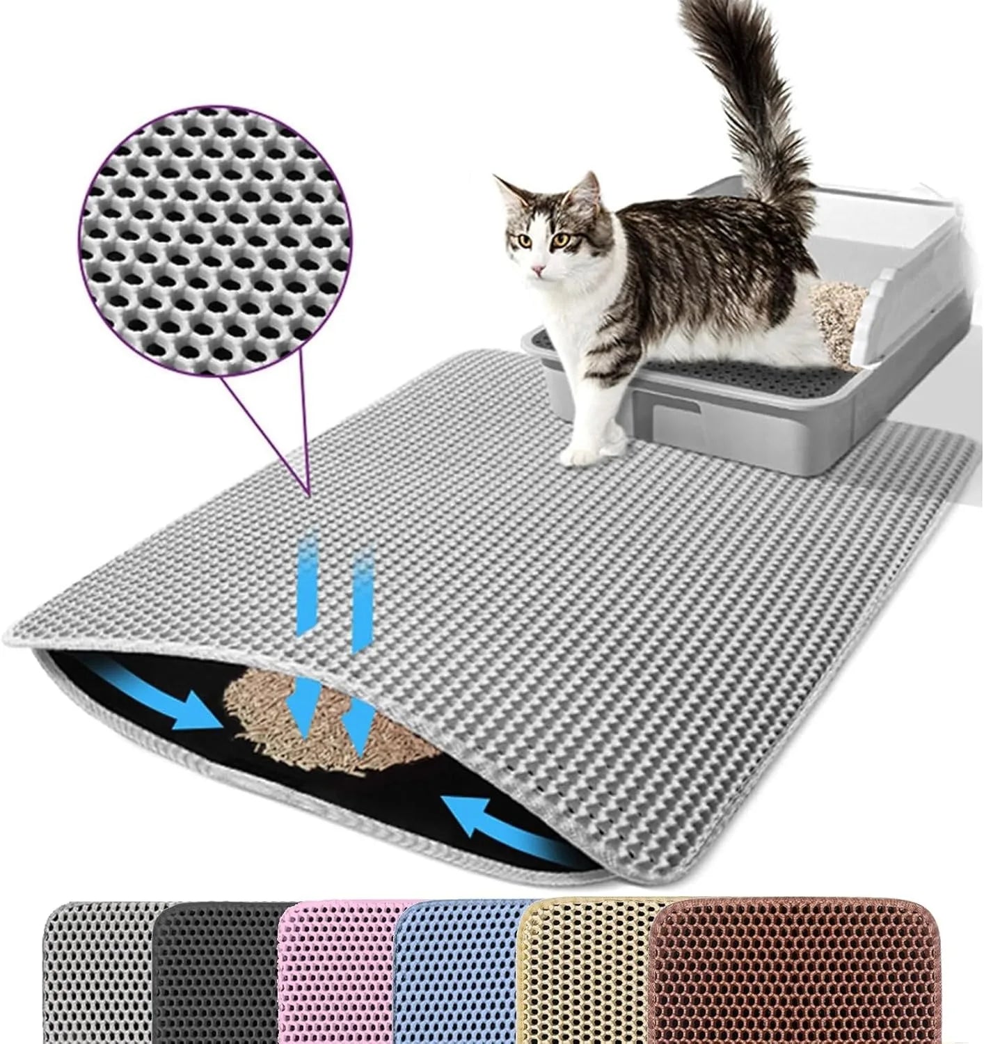 Double-Layer Non-Slip Cat Litter Mat