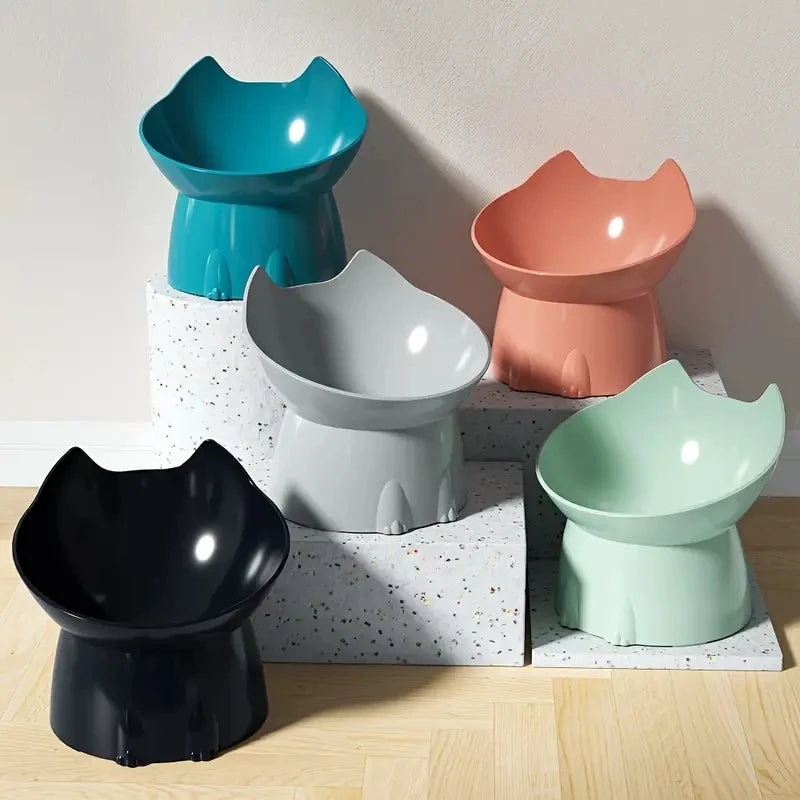 Elevated Tilted Cat Bowl for Neck Protection
