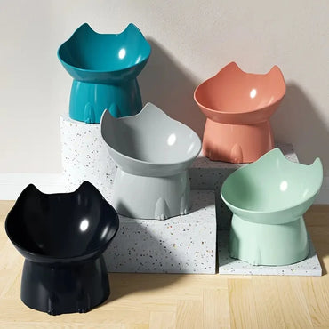 Elevated Tilted Cat Bowl for Neck Protection