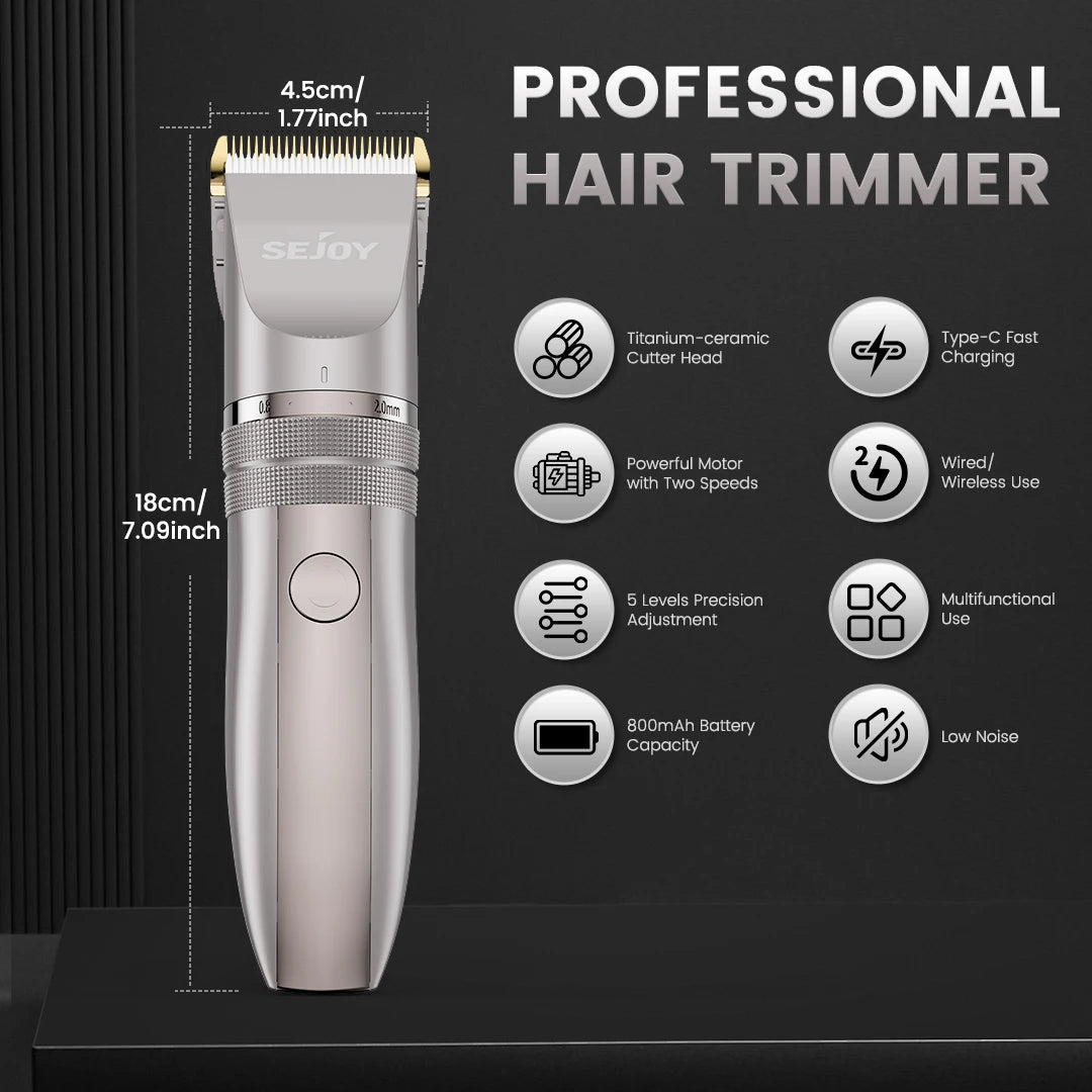 Pet Hair Clipper Kit - 2 Power Modes Quiet & Strong, Cordless Clippers for Grooming & Dogs Hair Trimmer for Groomings, Ceramic Blades, 4 Guide Combs, Rechargeable Trimmer for Cats and Pets