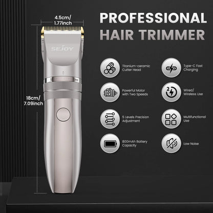 Pet Hair Clipper Kit - 2 Power Modes Quiet & Strong, Cordless Clippers for Grooming & Dogs Hair Trimmer for Groomings, Ceramic Blades, 4 Guide Combs, Rechargeable Trimmer for Cats and Pets